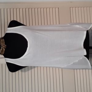 Ambiance Apparel White Sleeveless HI Low Style Racerback Tank Top L